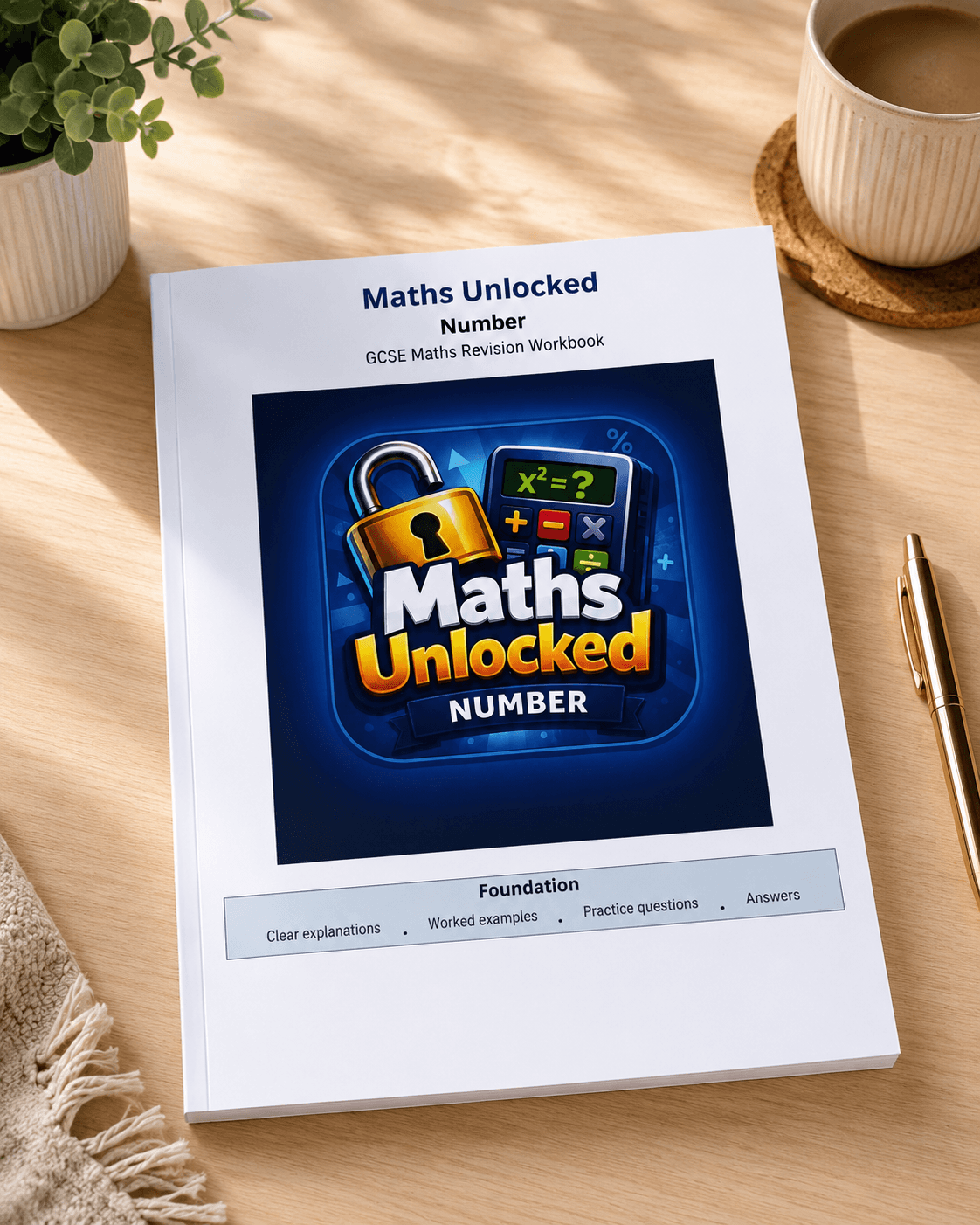 Maths Unlocked: Number Foundation GCSE Maths revision workbook cover