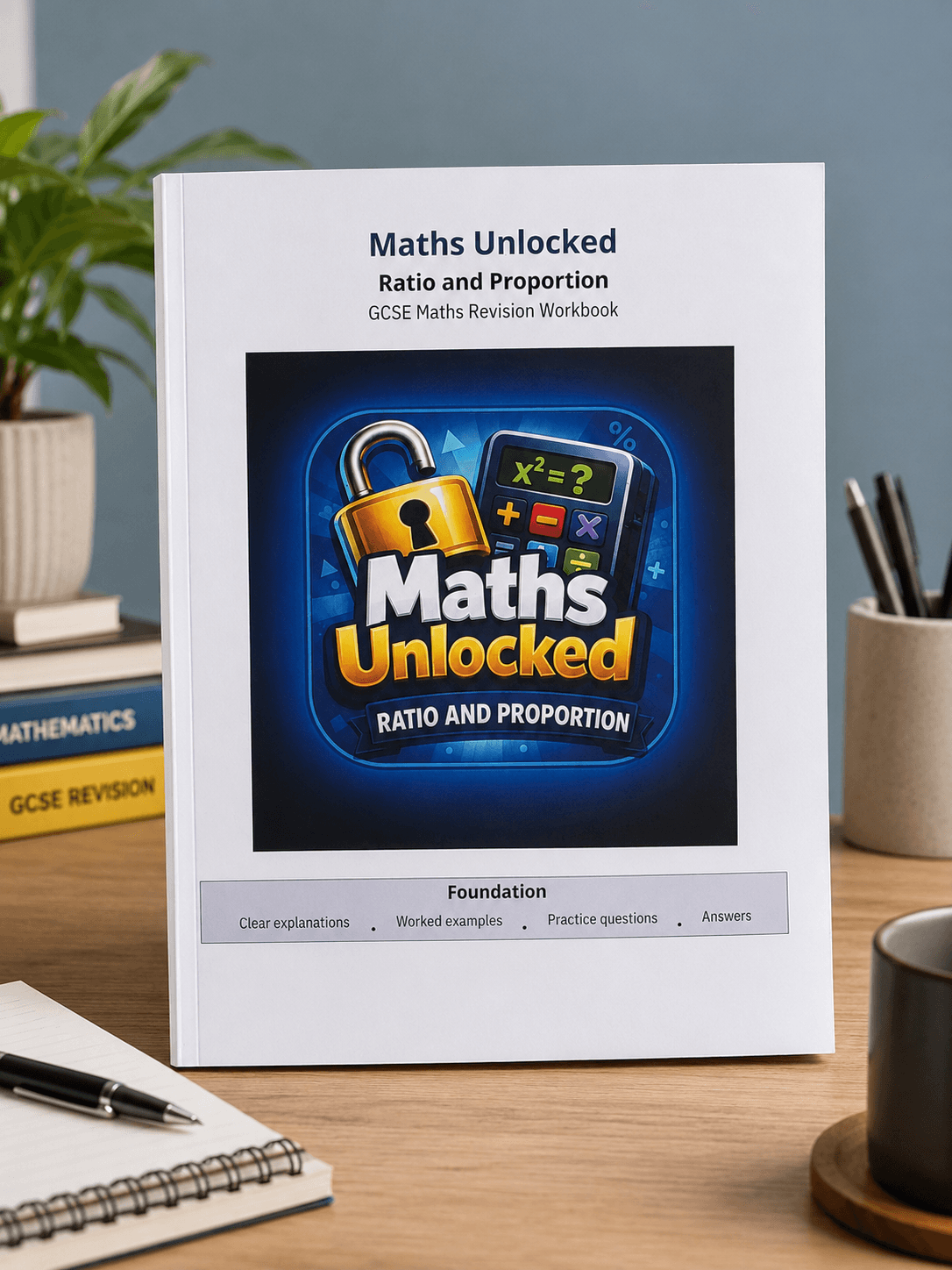 Maths Unlocked: Ratio and Proportion Foundation GCSE Maths revision workbook cover