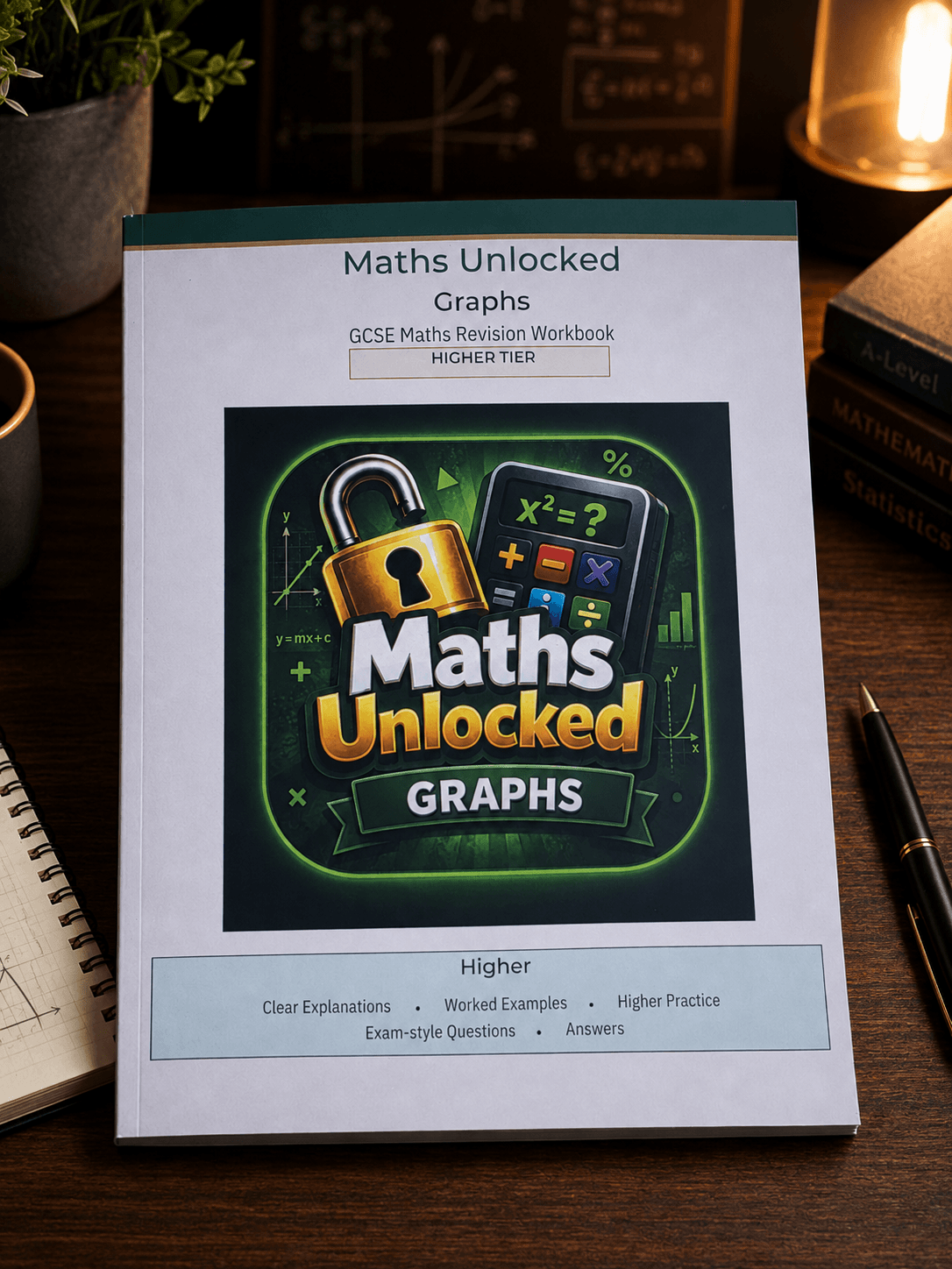 Maths Unlocked Higher: Graphs Higher GCSE Maths revision workbook cover