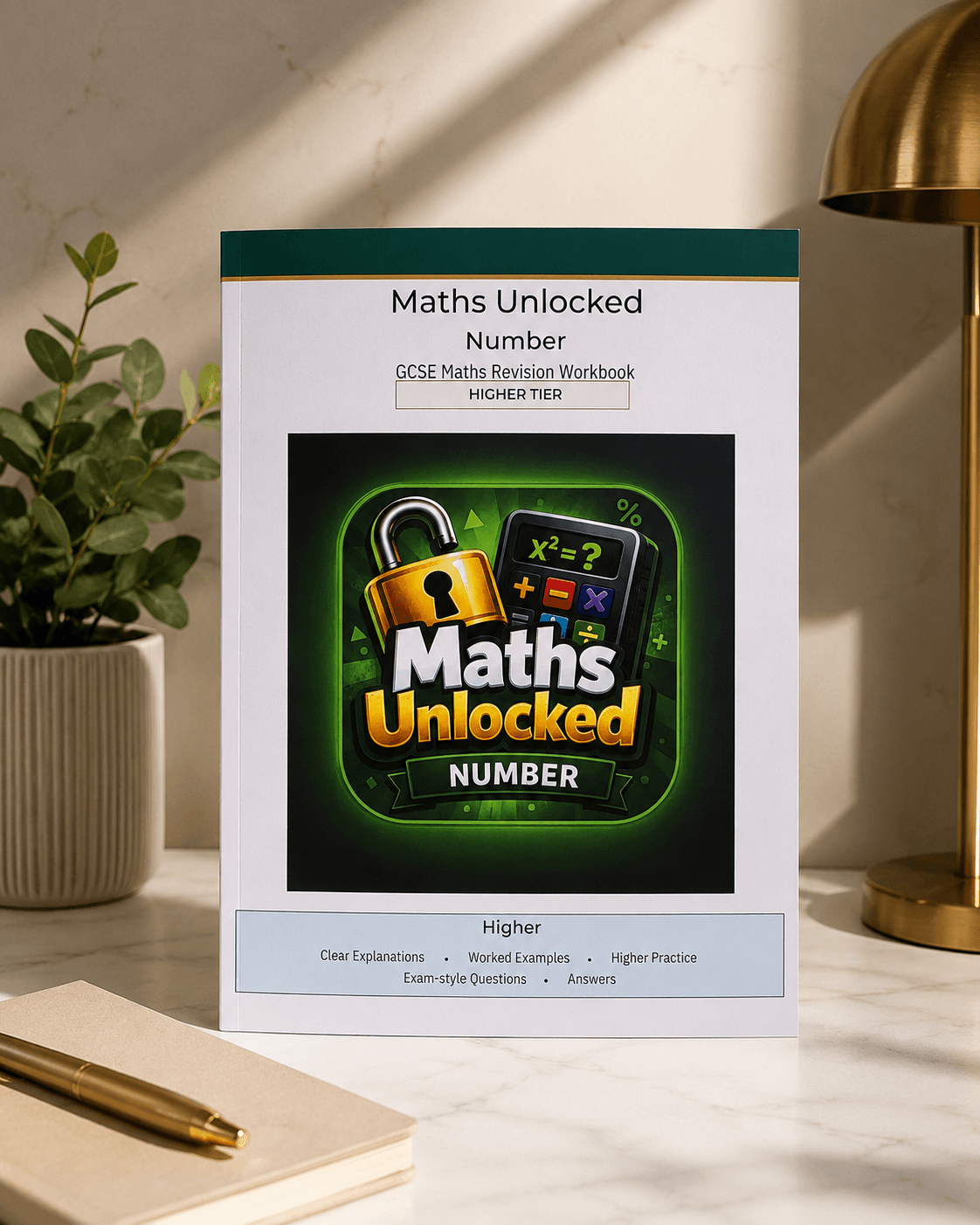 Maths Unlocked Higher: Number Higher GCSE Maths revision workbook cover