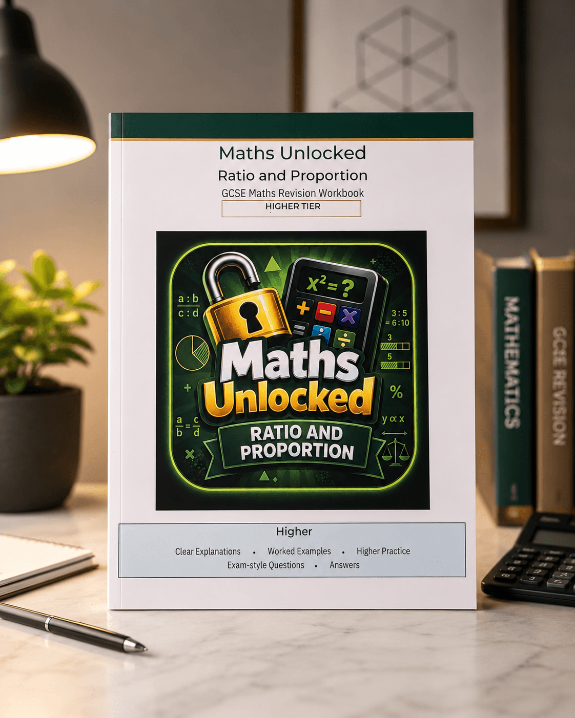 Maths Unlocked Higher: Ratio and Proportion Higher GCSE Maths revision workbook cover